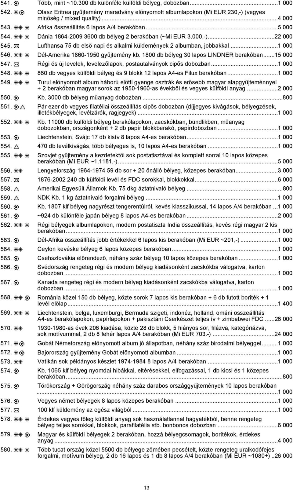 Lufthansa 75 db első napi és alkalmi küldemények 2 albumban, jobbakkal...1 000 546. Dél-Amerika 1860-1950 gyűjtemény kb. 1800 db bélyeg 30 lapos LINDNER berakóban...15 000 547.