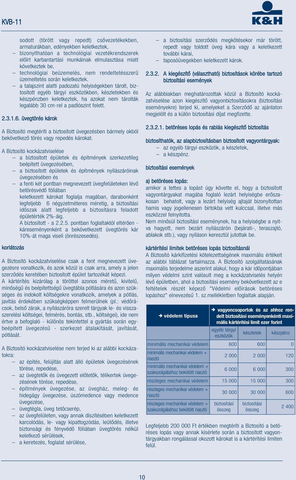 a talajszint alatti padozatú helyiségekben tárolt, biztosított egyéb tárgyi eszközökben, készletekben és készpénzben keletkeztek, ha azokat nem tárolták legalább 30 cm-rel a padlószint felett. 2.3.1.