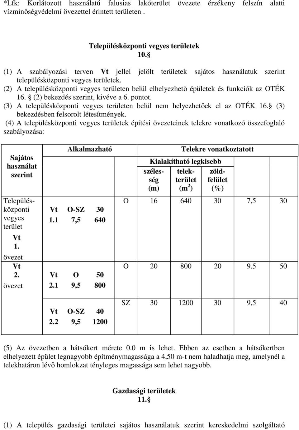 (2) A településközponti vegyes területen belül elhelyezhető épületek és funkciók az OTÉK 16. (2) bekezdés szerint, kivéve a 6. pontot.