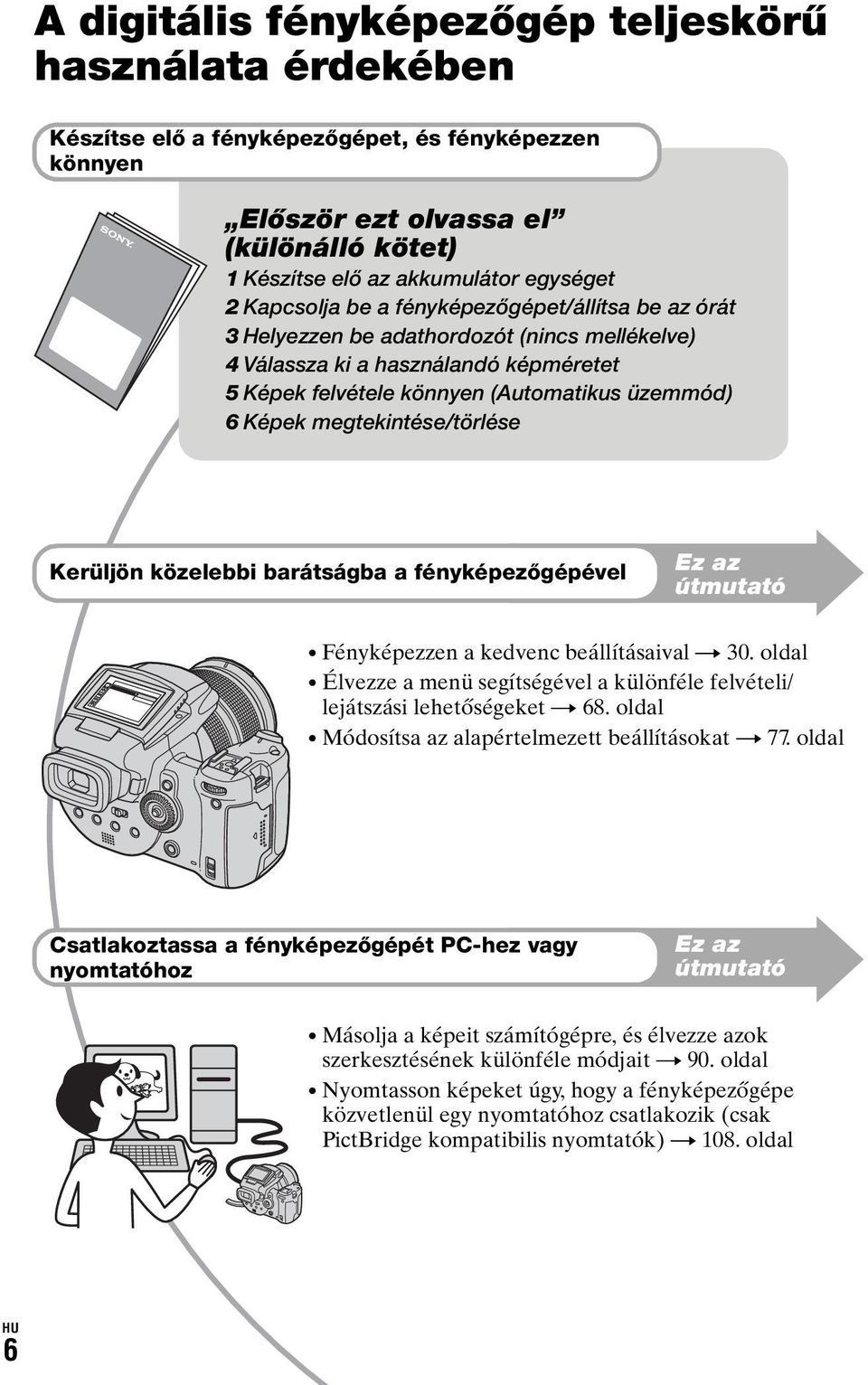 megtekintése/törlése Kerüljön közelebbi barátságba a fényképezőgépével Ez az útmutató Fényképezzen a kedvenc beállításaival t 30.