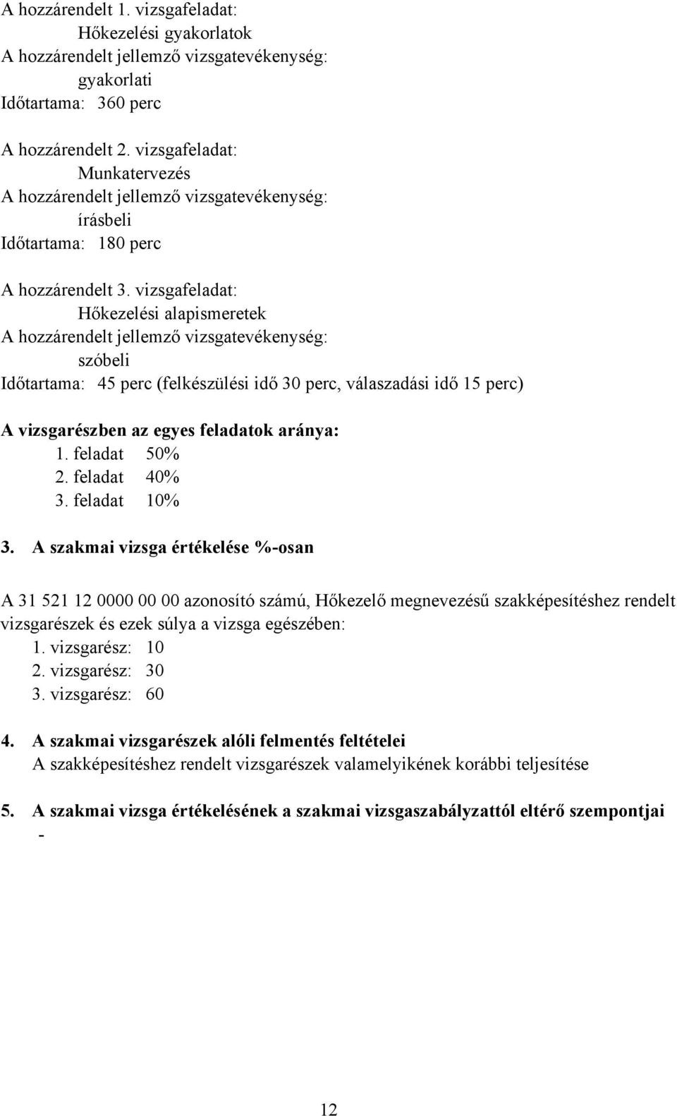 vizsgafeladat: Hőkezelési alapismeretek A hozzárendelt jellemző vizsgatevékenység: szóbeli Időtartama: 45 perc (felkészülési idő 30 perc, válaszadási idő 15 perc) A vizsgarészben az egyes feladatok