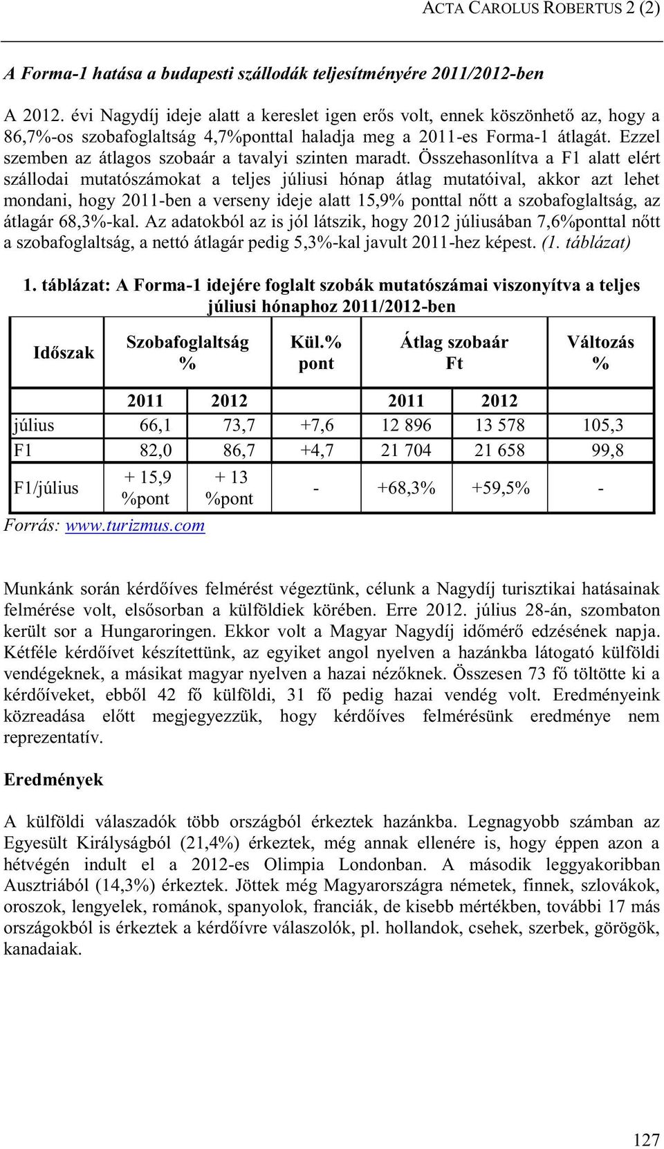 Ezzel szemben az átlagos szobaár a tavalyi szinten maradt.