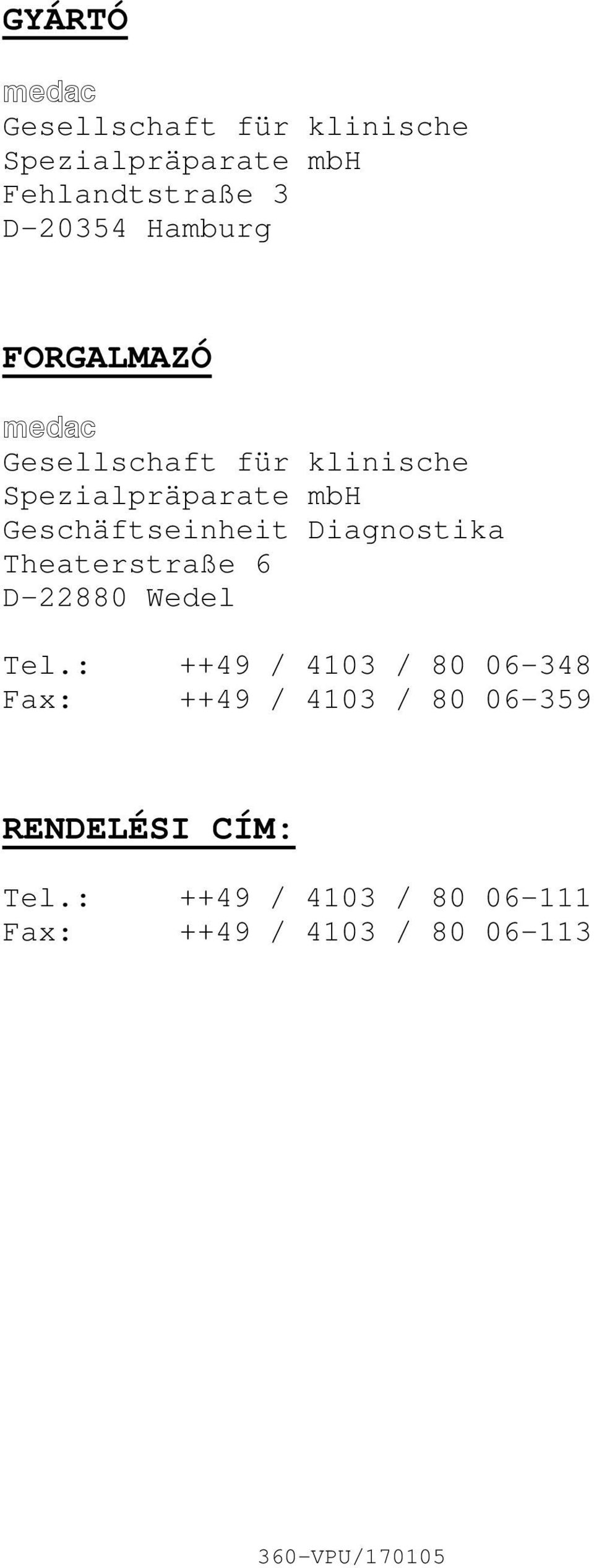 Diagnostika Theaterstraße 6 D22880 Wedel Tel.