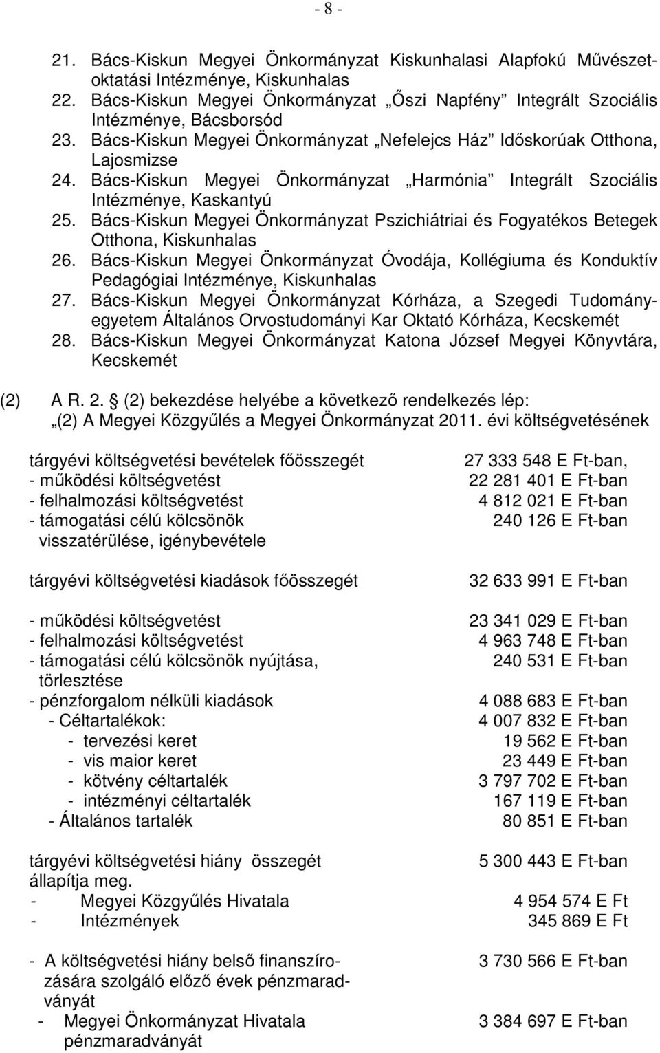 Bács-Kiskun Megyei Önkormányzat Pszichiátriai és Fogyatékos Betegek Otthona, Kiskunhalas 26. Bács-Kiskun Megyei Önkormányzat Óvodája, Kollégiuma és Konduktív Pedagógiai Intézménye, Kiskunhalas 27.