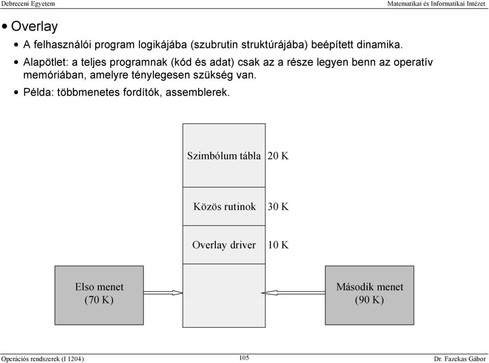 memóriában, amelyre ténylegesen szükség van. Példa: többmenetes fordítók, assemblerek.