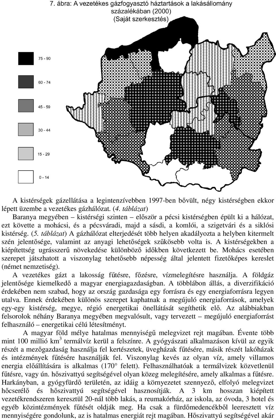 táblázat) A gázhálózat elterjedését több helyen akadályozta a helyben kitermelt szén jelentősége, valamint az anyagi lehetőségek szűkösebb volta is.