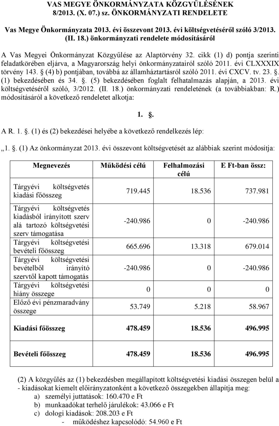 évi CLXXXIX törvény 143. (4) b) pontjában, továbbá az államháztartásról szóló 2011. évi CXCV. tv. 23.. (1) bekezdésében és 34.. (5) bekezdésében foglalt felhatalmazás alapján, a 2013.