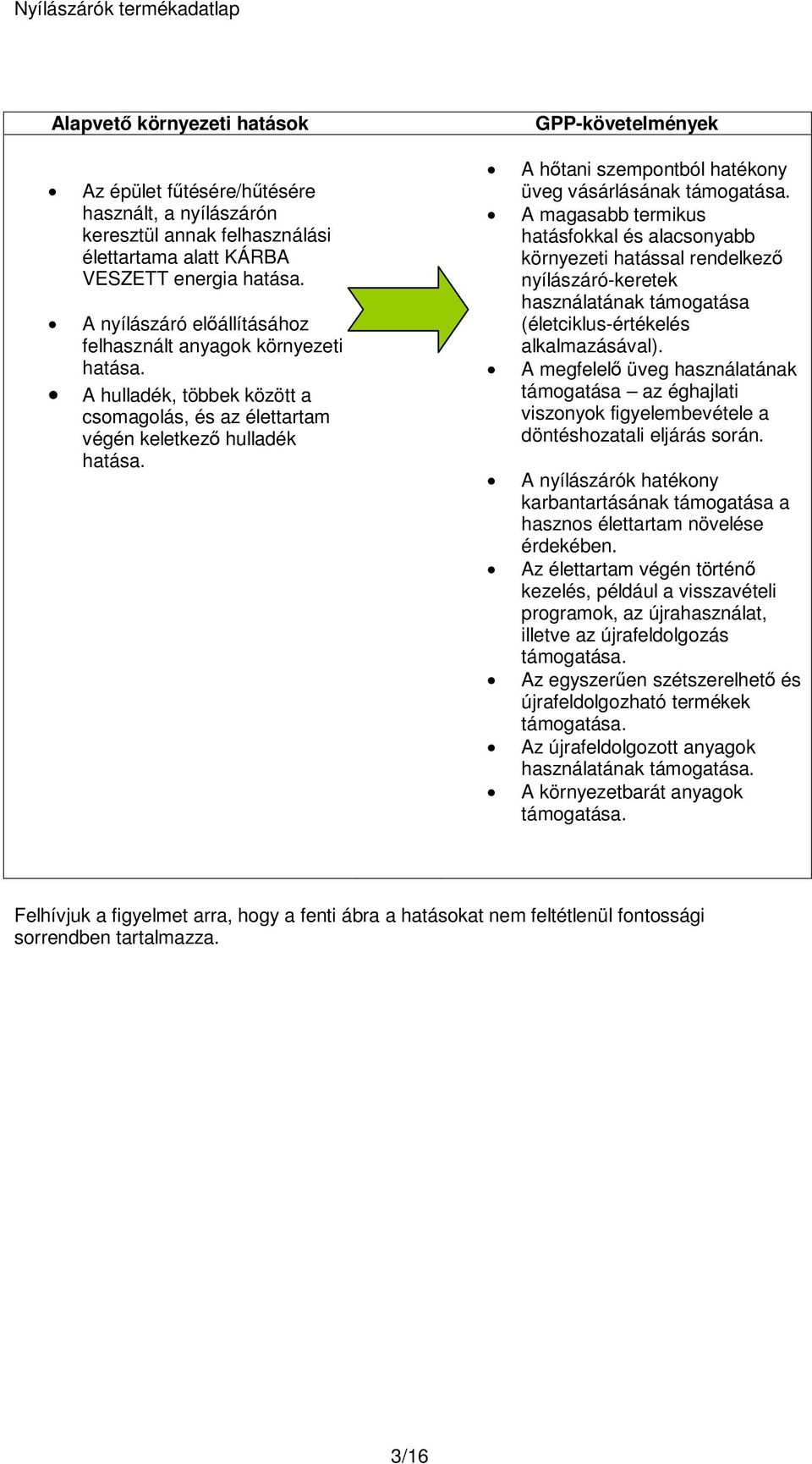 GPP-követelmények A hőtani szempontból hatékony üveg vásárlásának támogatása.