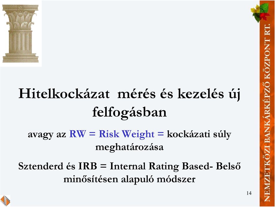 meghatározása Sztenderd és IRB = Internal