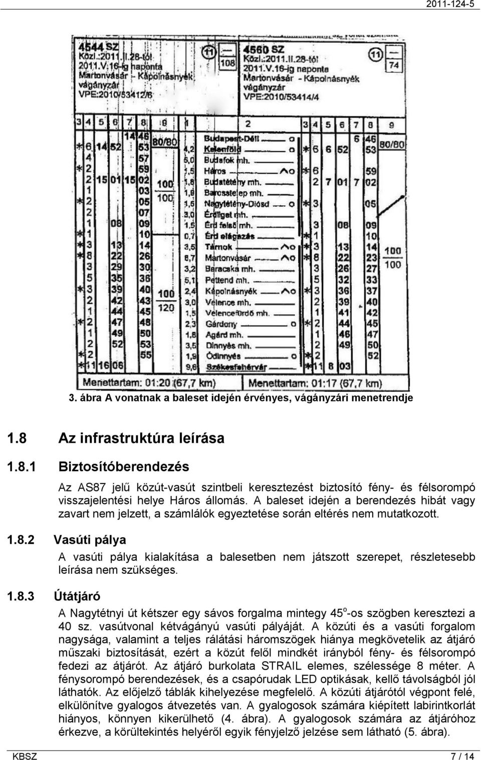 A baleset idején a berendezés hibát vagy zavart nem jelzett, a számlálók egyeztetése során eltérés nem mutatkozott. 1.8.