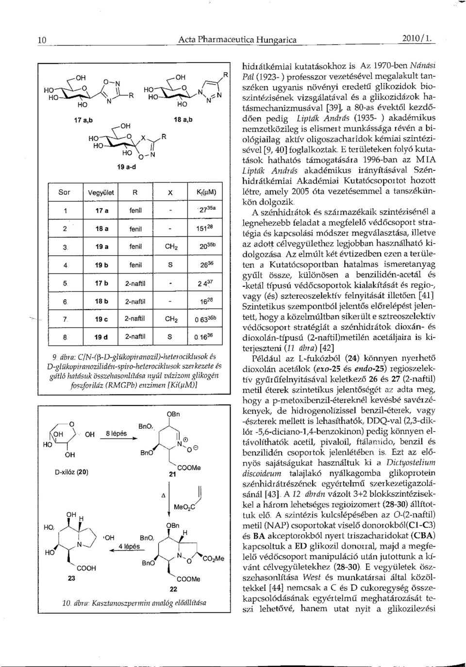 19 a fenil CH 2 235b 4 19 b fenil s 2536 5 17 b 2-naftil - 2 4~ 7 6 18 b 2-naftil - 1528 7 19 e 2-naftil CH2 5335b 8 19 d 2-naftil s. 1536 9 ábra: C/N-m-D-glükopiranozil!