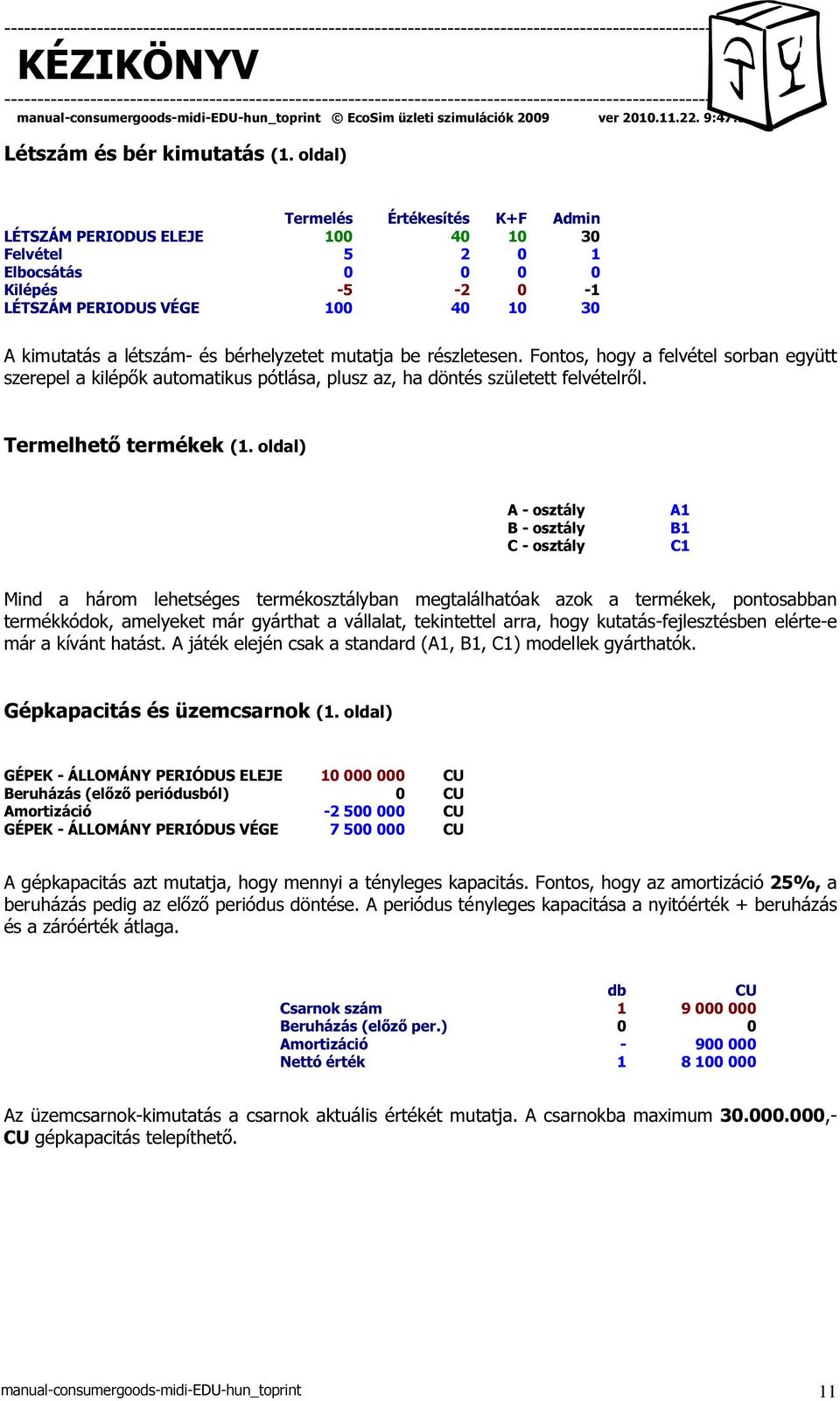 bérhelyzetet mutatja be részletesen. Fontos, hogy a felvétel sorban együtt szerepel a kilépők automatikus pótlása, plusz az, ha döntés született felvételről. Termelhető termékek (1.