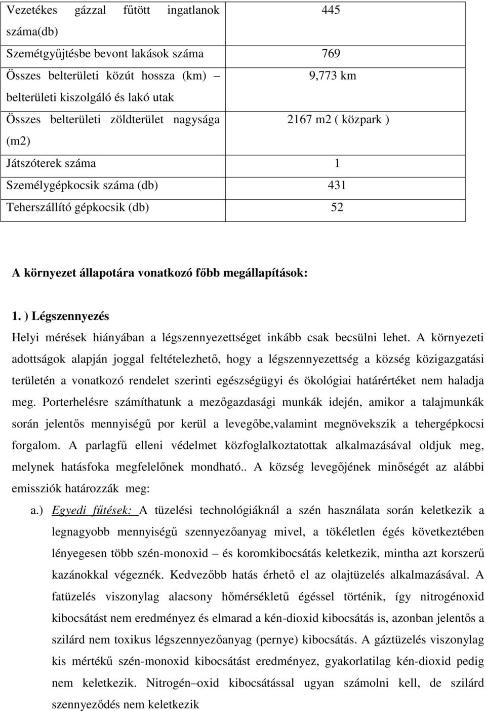 ) Légszennyezés Helyi mérések hiányában a légszennyezettséget inkább csak becsülni lehet.