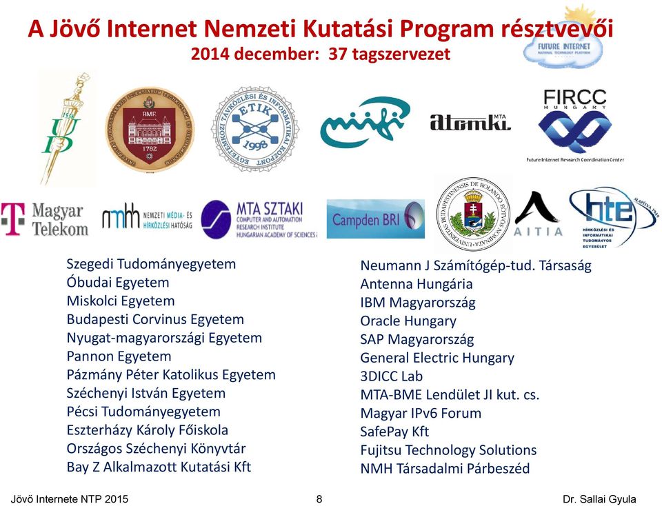 Károly Főiskola Országos Széchenyi Könyvtár Bay Z Alkalmazott Kutatási Kft 8 Neumann J Számítógép tud.