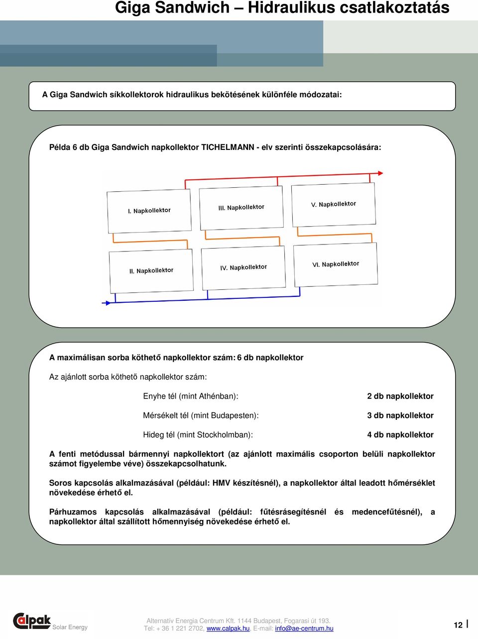 Stockholmban): 2 db napkollektor 3 db napkollektor 4 db napkollektor A fenti metódussal bármennyi napkollektort (az ajánlott maximális csoporton belüli napkollektor számot figyelembe véve)