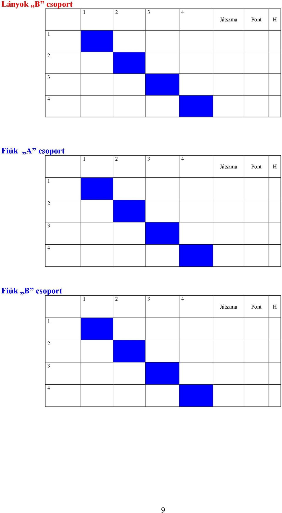 4 Játszma Pont H 2 3 4 Fiúk B