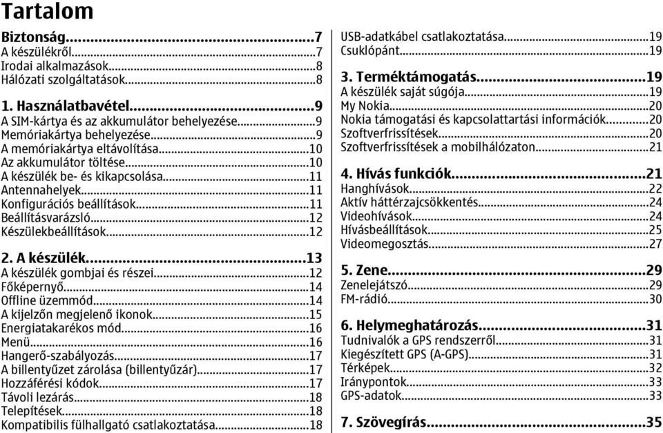 A készülék...13 A készülék gombjai és részei...12 Főképernyő...14 Offline üzemmód...14 A kijelzőn megjelenő ikonok...15 Energiatakarékos mód...16 Menü...16 Hangerő-szabályozás.