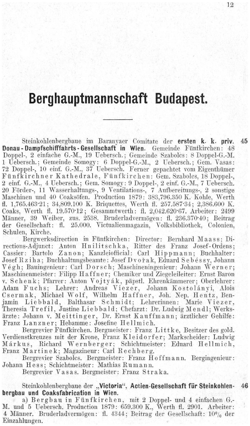 Ferner gepachtet vom Eigenthümer Fünfkirchner Kathedrale, Fünfkirchen: Gem. Szabolcs, 18 Doppel-, 2 einf. G.-M., 4 Uebersch.; Gem. Somogy: 9 Doppel-, 2 einf. G.-M., 7 Uebersch.