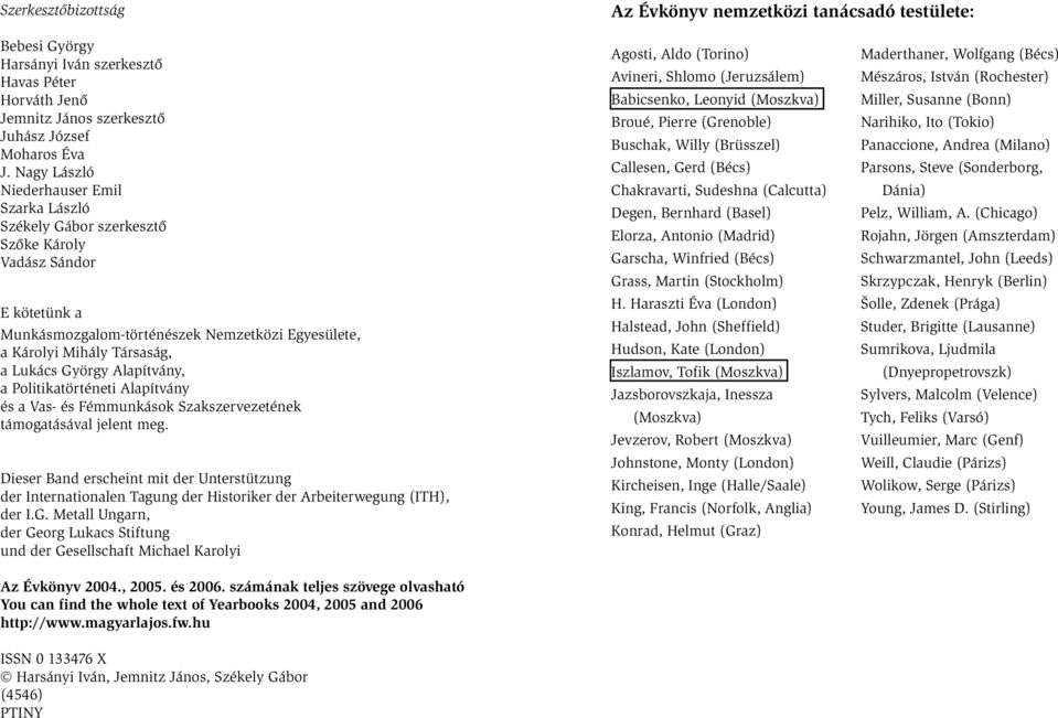 György Alapítvány, a Politikatörténeti Alapítvány és a Vas- és Fémmunkások Szakszervezetének támogatásával jelent meg.