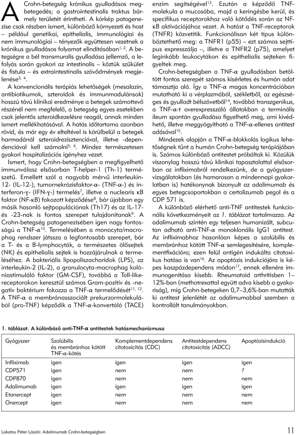 elindításában 1, 2. A betegségre a bél transmuralis gyulladása jellemzô, a lefolyás során gyakori az intestinalis köztük szûkület és fistula és extraintestinalis szövôdmények megjelenése 3, 4.