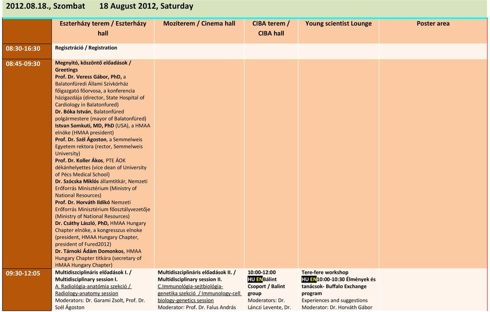 08:45-09:30 Megnyitó, köszöntő előadások / Greetings Prof. Dr.