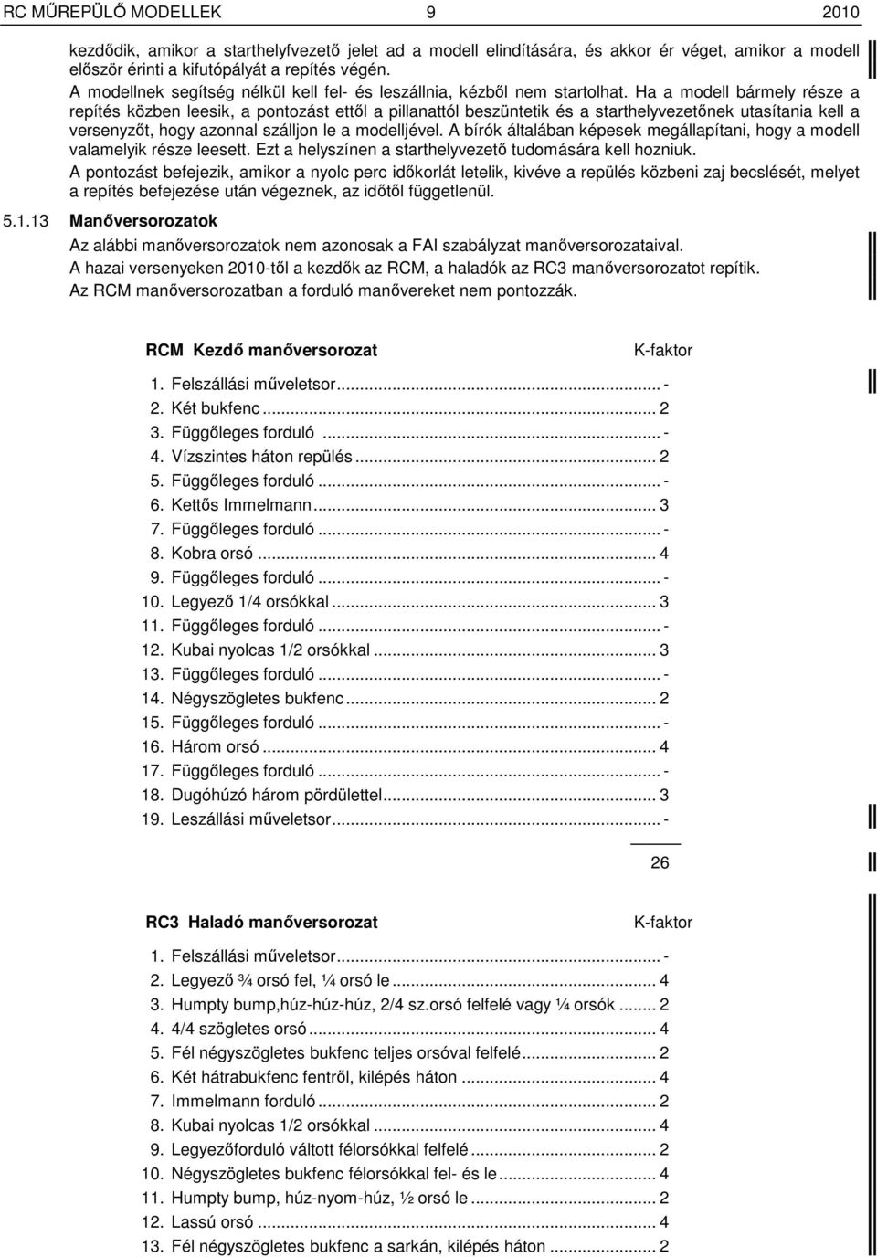 Ha a modell bármely része a repítés közben leesik, a pontozást ettıl a pillanattól beszüntetik és a starthelyvezetınek utasítania kell a versenyzıt, hogy azonnal szálljon le a modelljével.