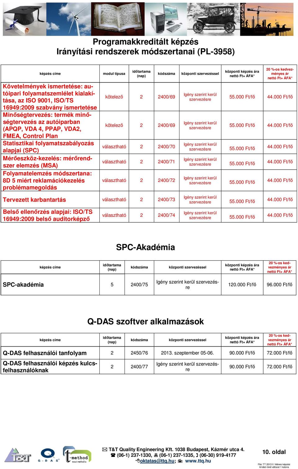 Folyamatelemzés módszertana: 8D 5 miért reklamációkezelés problémamegoldás modul típusa kötelező 2 2400/69 kötelező 2 2400/69 választható 2 2400/70 választható 2 2400/71 választható 2 2400/72