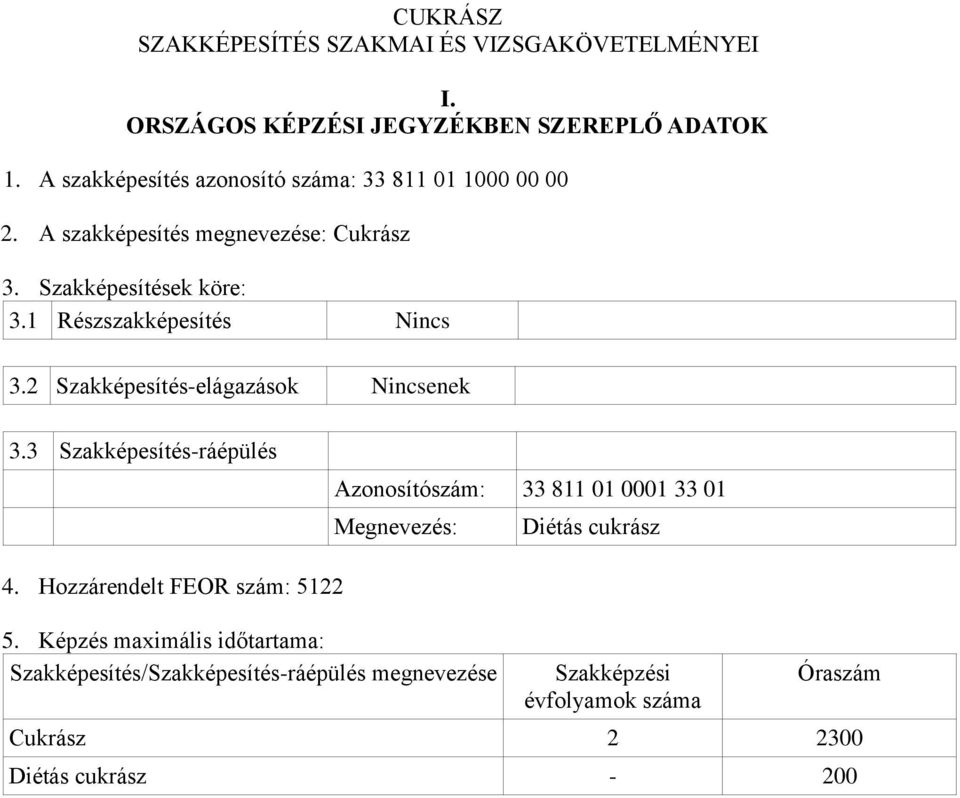 1 Részszakképesítés Nincs 3.2 Szakképesítés-elágazások Nincsenek 3.