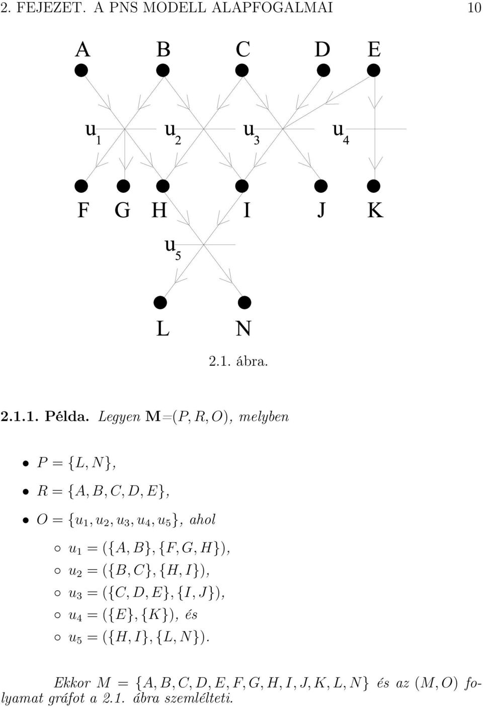 u 1 =({A, B}, {F, G, H}), u 2 =({B,C}, {H, I}), u 3 =({C, D, E}, {I,J}), u 4 =({E}, {K}), és u