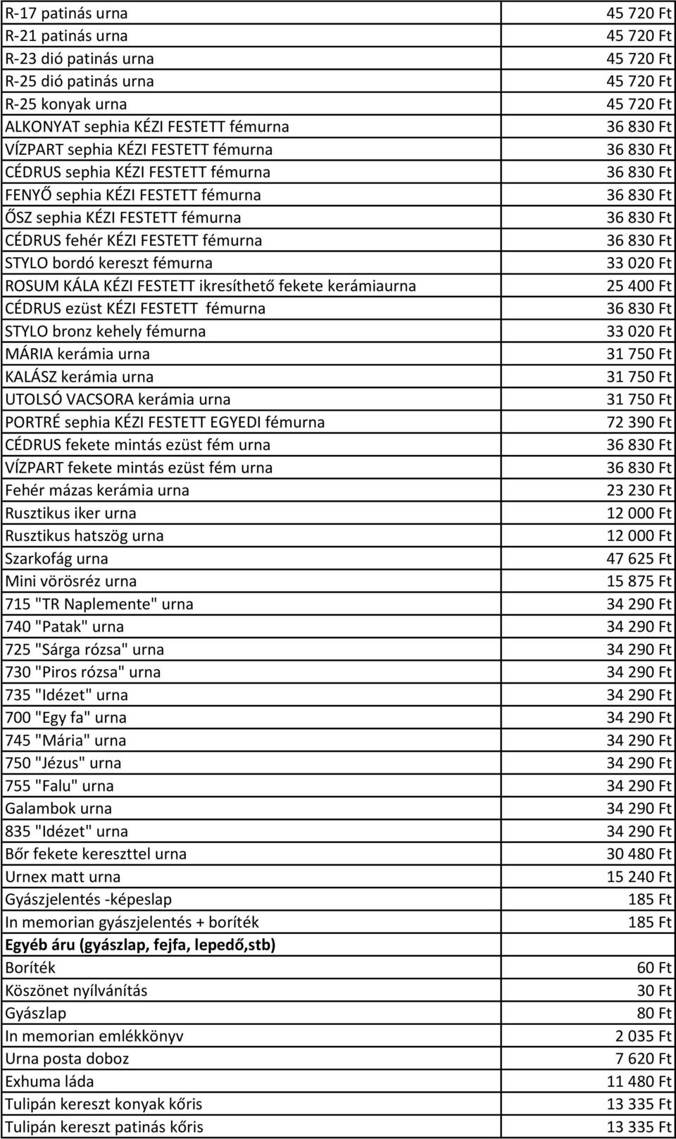 FESTETT ikresíthető fekete kerámiaurna 25 400 Ft CÉDRUS ezüst KÉZI FESTETT fémurna STYLO bronz kehely fémurna MÁRIA kerámia urna KALÁSZ kerámia urna UTOLSÓ VACSORA kerámia urna PORTRÉ sephia KÉZI