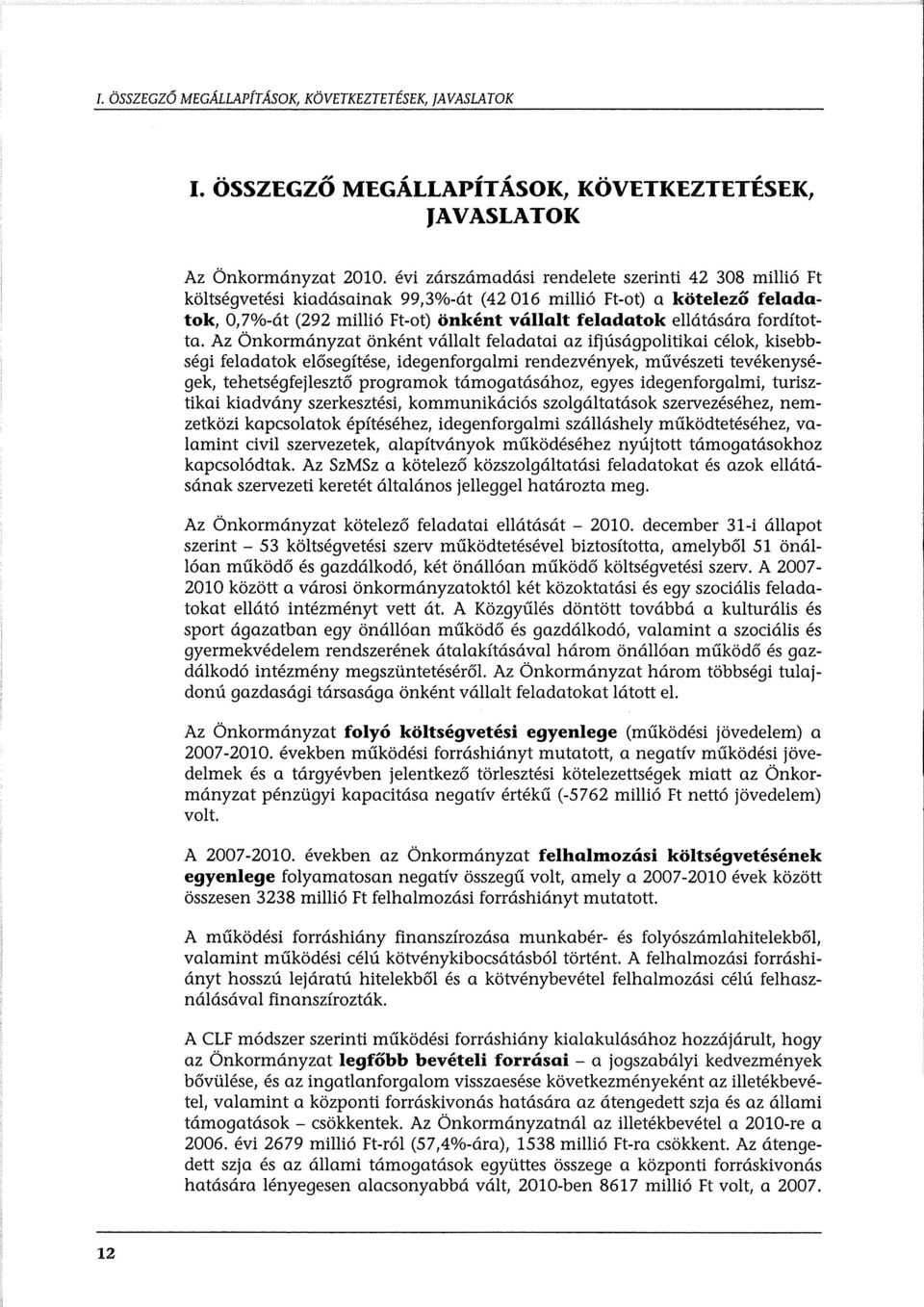 Az Önkrmányzat önként vállalt feladatai az ifjúságplitikai célk, kisebbségi feladatk elősegítése, idegenfrgalmi rendezvények, művészeti tevékenységek, tehetségfejlesztő prgrmk támgatásáhz, egyes