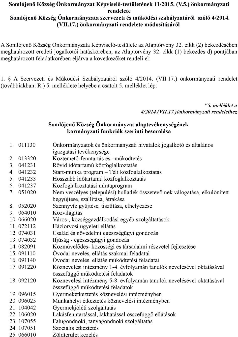 cikk (1) bekezdés d) pontjában meghatározott feladatkörében eljárva a következőket rendeli el: 1. A Szervezeti és Működési Szabályzatáról szóló 4/2014. (VII.17.