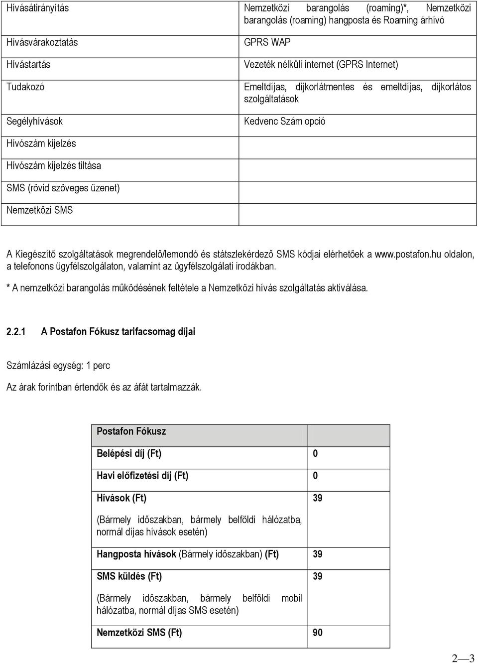 Kiegészítő szolgáltatások megrendelő/lemondó és státszlekérdező SMS kódjai elérhetőek a www.postafon.hu oldalon, a telefonons ügyfélszolgálaton, valamint az ügyfélszolgálati irodákban.