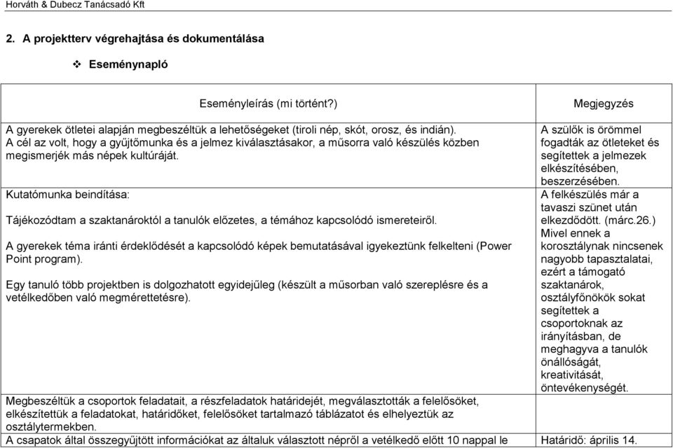 Kutatómunka beindítása: Tájékozódtam a szaktanároktól a tanulók előzetes, a témához kapcsolódó ismereteiről.