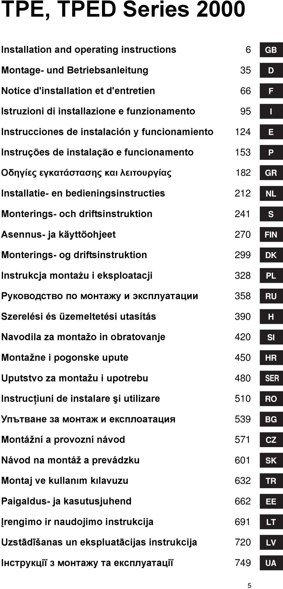 241 Asennus- ja käyttöohjeet 270 Monterings- og driftsinstruktion 299 Instrukcja montażu i eksploatacji 328 Руководство по монтажу и эксплуатации 358 Szerelési és üzemeltetési utasítás 390 Navodila