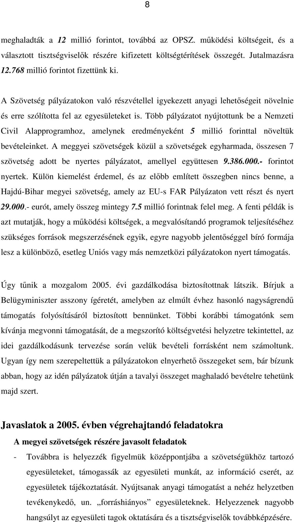 Több pályázatot nyújtottunk be a Nemzeti Civil Alapprogramhoz, amelynek eredményeként 5 millió forinttal növeltük bevételeinket.