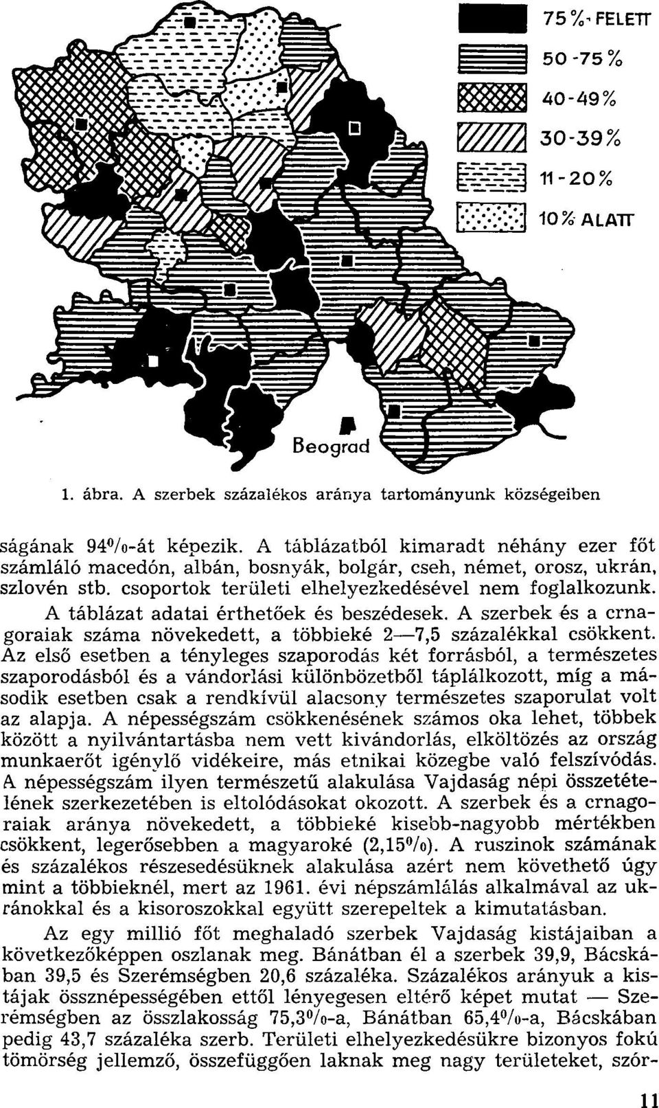 A táblázat adatai érthetőek és beszédesek. A szerbek és a crnagoraiak száma növekedett, a többieké 2 7,5 százalékkal csökkent.