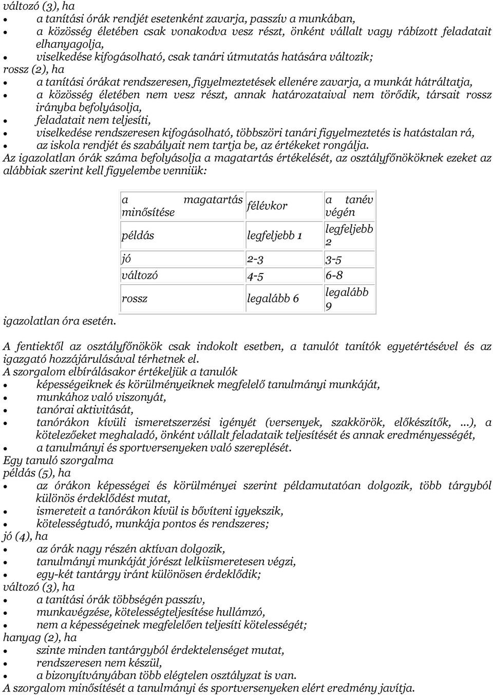 annak határozataival nem törődik, társait rossz irányba befolyásolja, feladatait nem teljesíti, viselkedése rendszeresen kifogásolható, többszöri tanári figyelmeztetés is hatástalan rá, az iskola