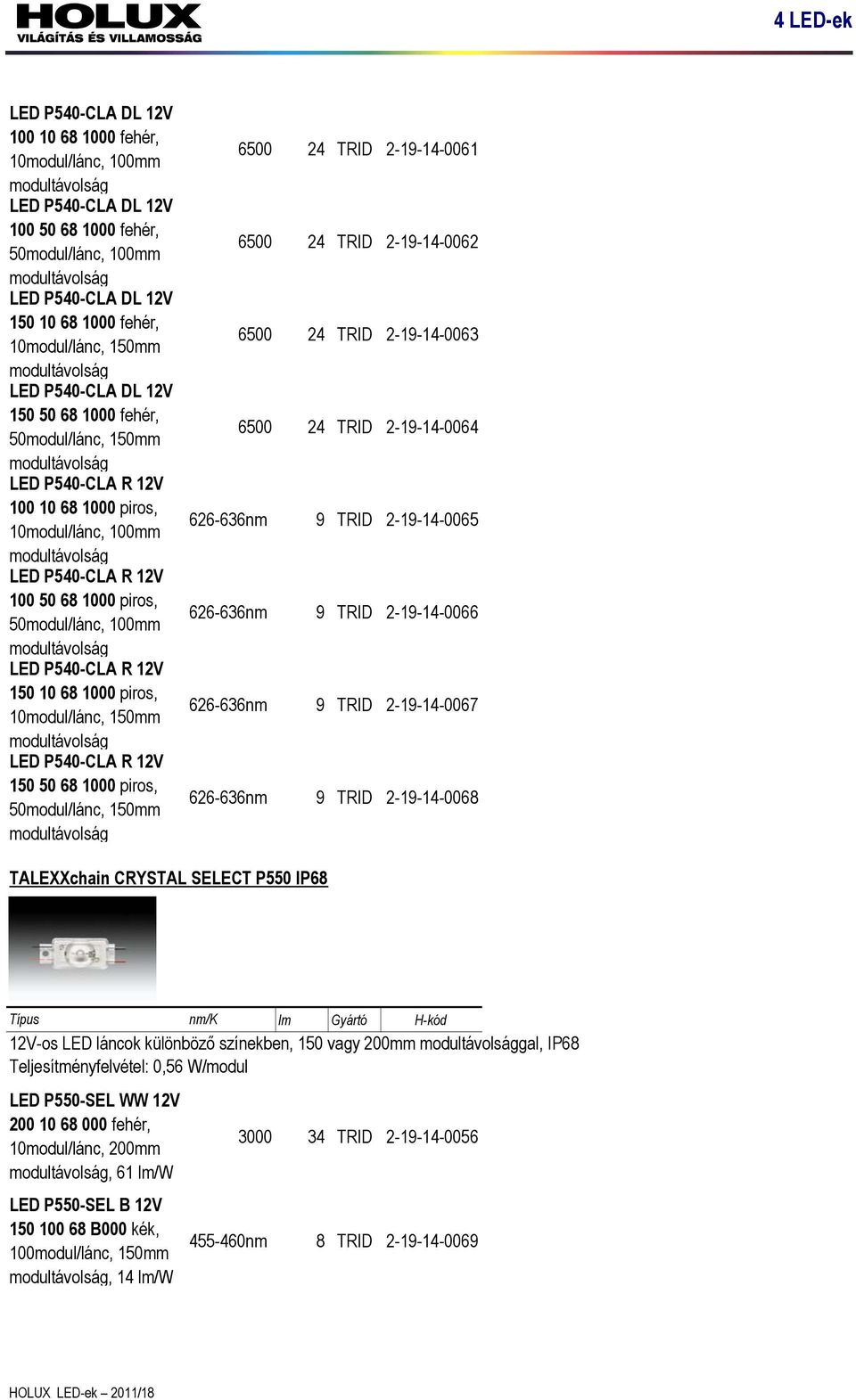 12V 100 50 68 1000 piros, 50modul/lánc, 100mm modultávolság LED P540-CLA R 12V 150 10 68 1000 piros, 10modul/lánc, 150mm modultávolság LED P540-CLA R 12V 150 50 68 1000 piros, 50modul/lánc, 150mm