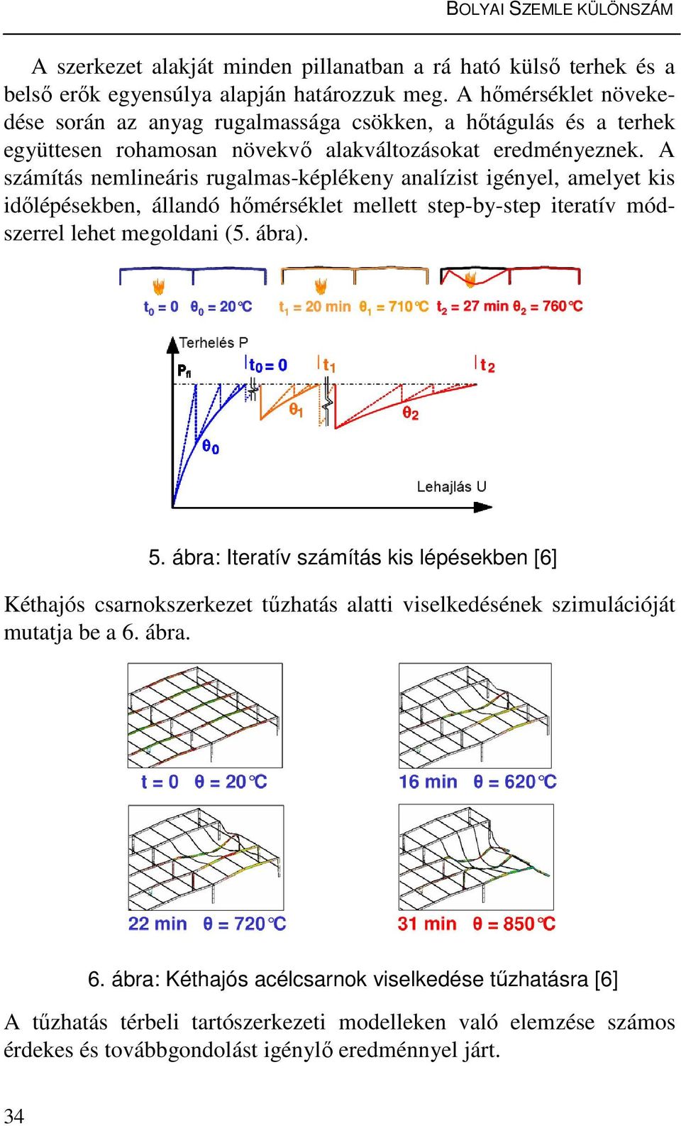 A számítás nemlineáris rugalmas-képlékeny analízist igényel, amelyet kis időlépésekben, állandó hőmérséklet mellett step-by-step iteratív módszerrel lehet megoldani (5. ábra). 5.