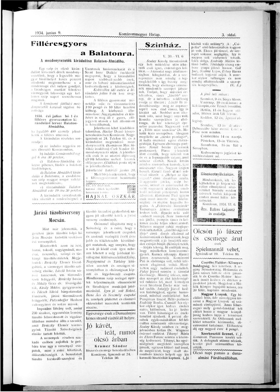 \ kmám dyvztők zttág kák fütőház mz vglm b 1934. év j ú l h ó 1 é fllé gyvt k á d l á t t v / Bltlmádb, h lgtóbb 400 zmély jlt kzk fllé tzá.