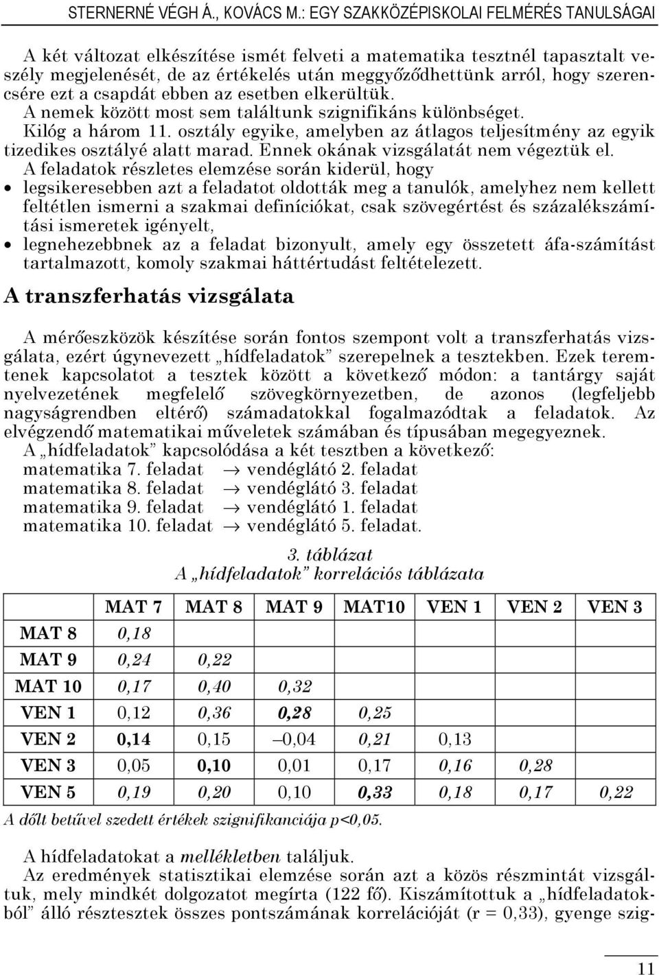 szerencsére ezt a csapdát ebben az esetben elkerültük. A nemek között most sem találtunk szignifikáns különbséget. Kilóg a három 11.