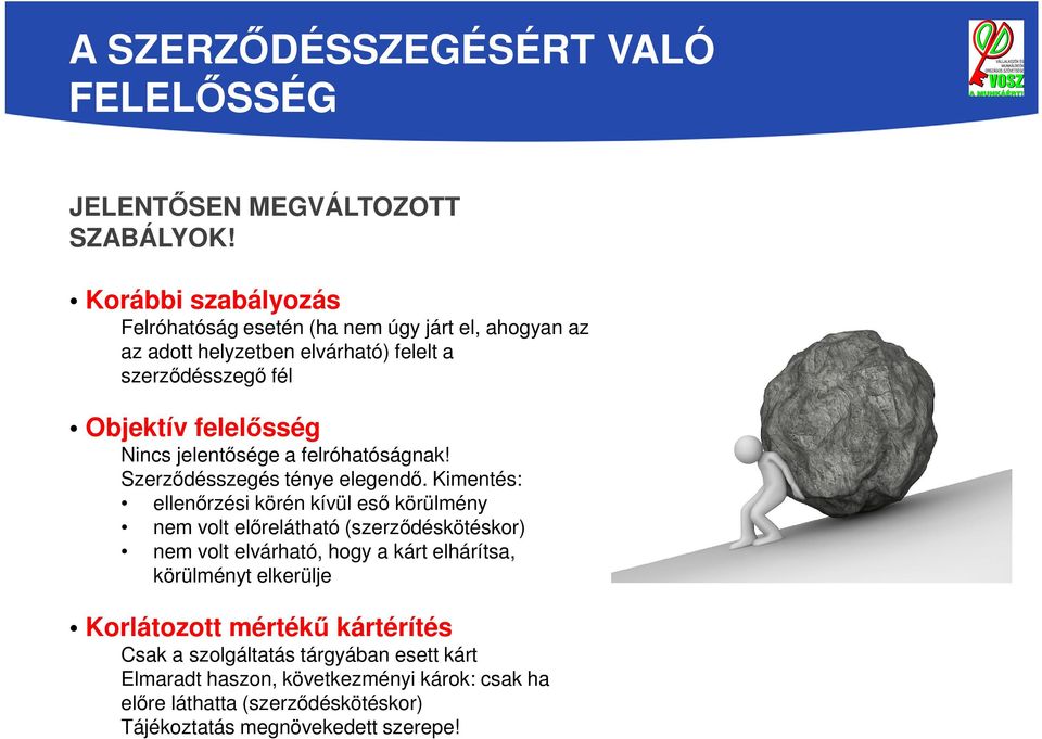 jelentősége a felróhatóságnak! Szerződésszegés ténye elegendő.