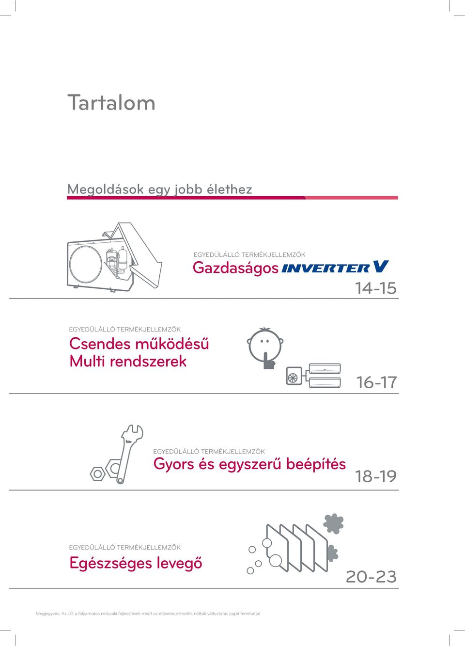 egyszerű beépítés 1819 EGYEDÜLÁLLÓ TERMÉKJELLEMZŐK Egészséges levegő 2023 Megjegyzés: Az LG a