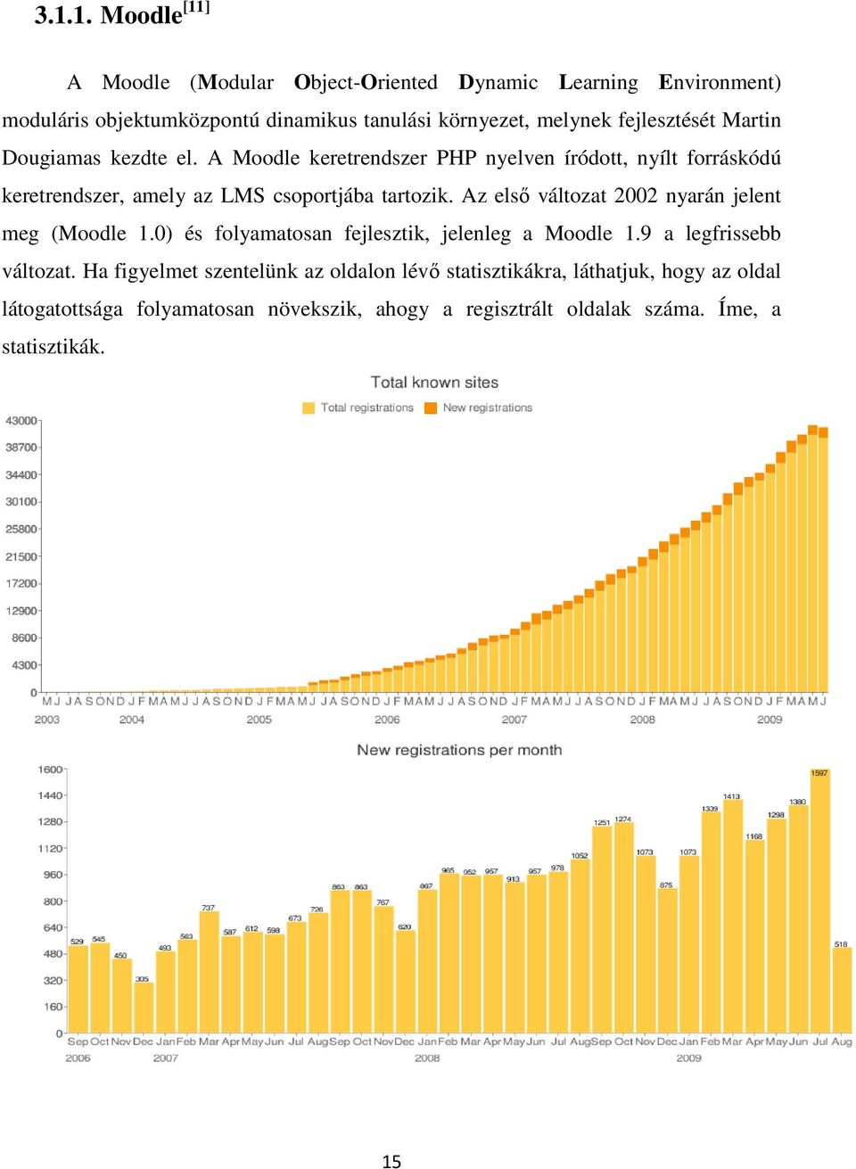 Az első változat 2002 nyarán jelent meg (Moodle 1.0) és folyamatosan fejlesztik, jelenleg a Moodle 1.9 a legfrissebb változat.