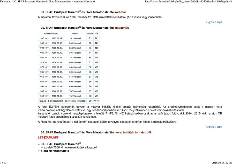 10.12. 25-29 évesek F3 N3 1985.10.11. - 1980.10.12. 30-34 évesek F4 N4 1980.10.11. - 1975.10.12. 35-39 évesek F5 W1 1975.10.11. - 1970.10.12. 40-44 évesek S1 W2 1970.10.11. - 1965.10.12. 45-49 évesek S2 W3 1965.