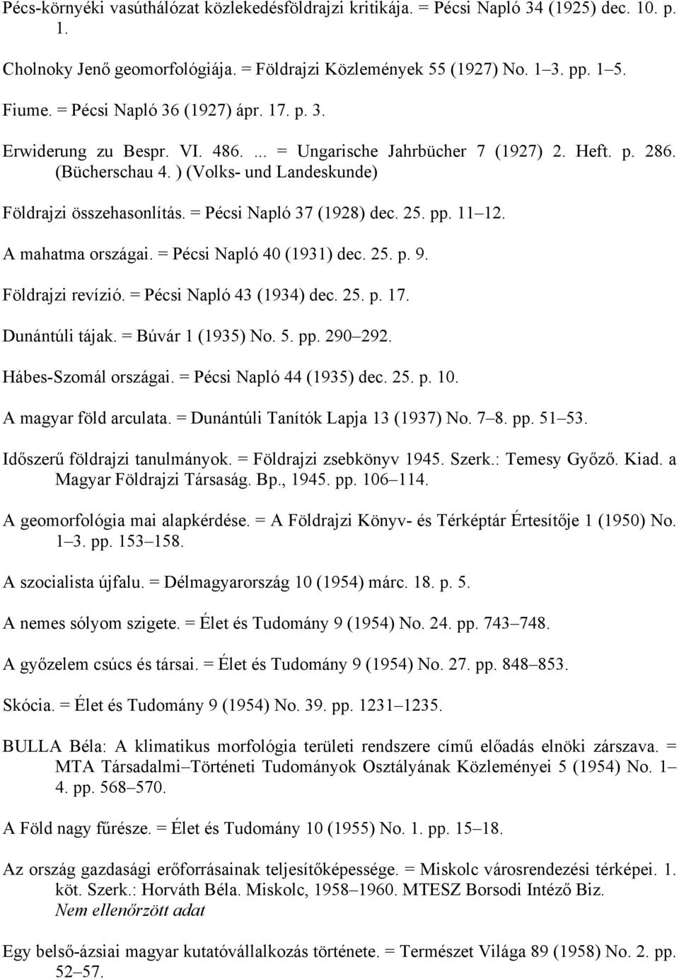 = Pécsi Napló 37 (1928) dec. 25. pp. 11 12. A mahatma országai. = Pécsi Napló 40 (1931) dec. 25. p. 9. Földrajzi revízió. = Pécsi Napló 43 (1934) dec. 25. p. 17. Dunántúli tájak. = Búvár 1 (1935) No.