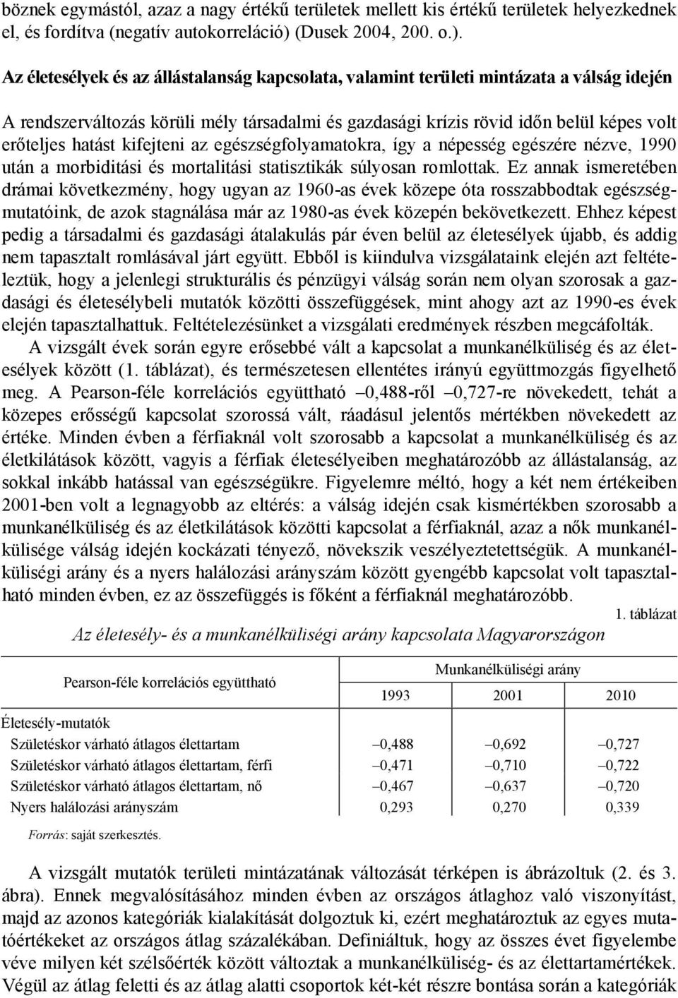 Az életesélyek és az állástalanság kapcsolata, valamint területi mintázata a válság idején A rendszerváltozás körüli mély társadalmi és gazdasági krízis rövid időn belül képes volt erőteljes hatást