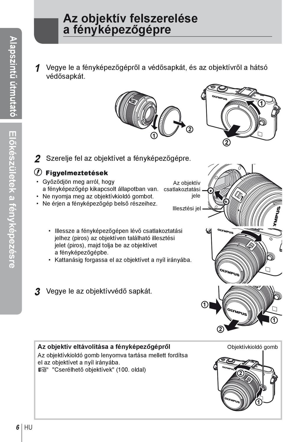 Ne érjen a fényképezőgép belső részeihez.