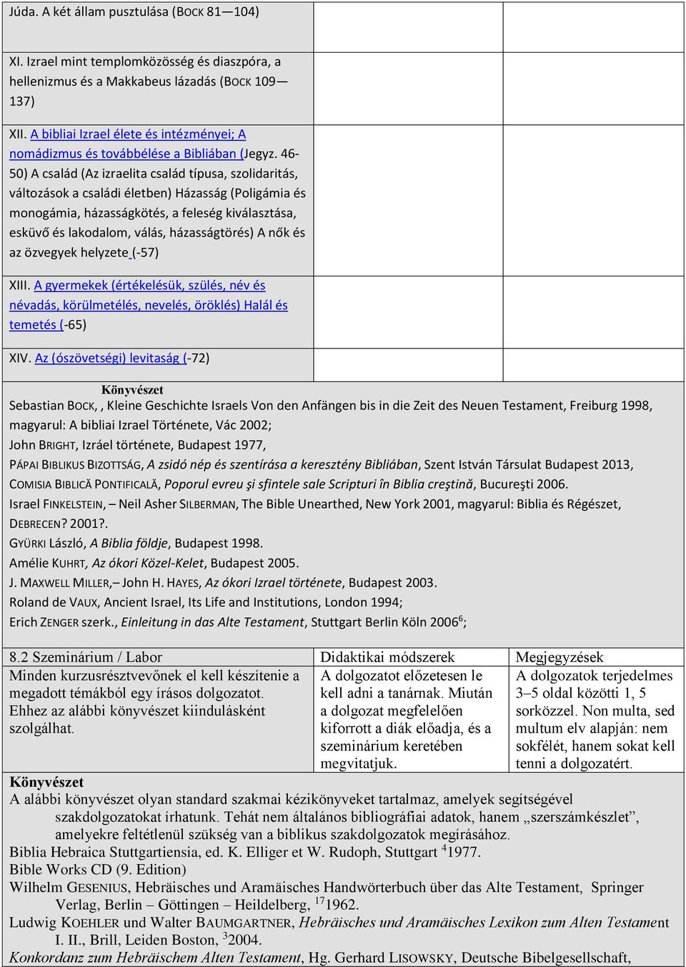 46-50) A család (Az izraelita család típusa, szolidaritás, változások a családi életben) Házasság (Poligámia és monogámia, házasságkötés, a feleség kiválasztása, esküvő és lakodalom, válás,